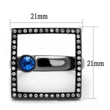 Load image into Gallery viewer, TK2808 - IP Light Black  (IP Gun) Stainless Steel Ring with Top Grade Crystal  in Capri Blue