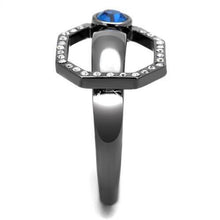 Load image into Gallery viewer, TK2809 - IP Light Black  (IP Gun) Stainless Steel Ring with Top Grade Crystal  in Capri Blue