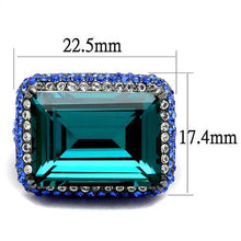 Load image into Gallery viewer, TK2811 - IP Light Black  (IP Gun) Stainless Steel Ring with Top Grade Crystal  in Blue Zircon