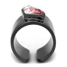 Load image into Gallery viewer, TK2829 - IP Light Black  (IP Gun) Stainless Steel Ring with Top Grade Crystal  in Light Rose