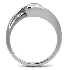 TK2833 - High polished (no plating) Stainless Steel Ring with AAA Grade CZ  in Clear