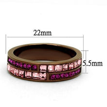 Load image into Gallery viewer, TK2837 - IP Coffee light Stainless Steel Ring with Top Grade Crystal  in Multi Color