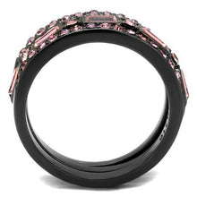 Load image into Gallery viewer, TK2844 - IP Light Black  (IP Gun) Stainless Steel Ring with Top Grade Crystal  in Multi Color