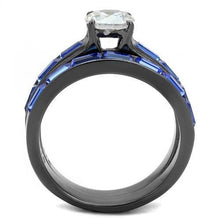 Load image into Gallery viewer, TK2845 - IP Light Black  (IP Gun) Stainless Steel Ring with AAA Grade CZ  in Clear