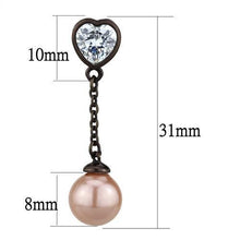 Load image into Gallery viewer, TK2850 - IP Dark Brown (IP coffee) Stainless Steel Earrings with Synthetic Pearl in Light Rose