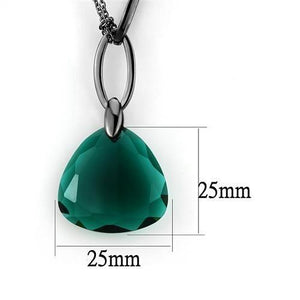 TK2858 - IP Light Black  (IP Gun) Stainless Steel Necklace with Synthetic Synthetic Glass in Blue Zircon