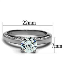 Load image into Gallery viewer, TK2864 - High polished (no plating) Stainless Steel Ring with AAA Grade CZ  in Clear