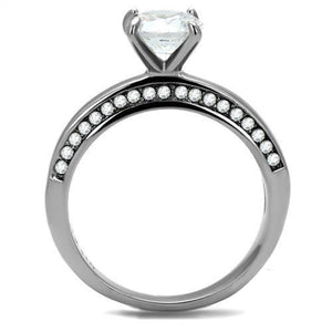 TK2864 - High polished (no plating) Stainless Steel Ring with AAA Grade CZ  in Clear