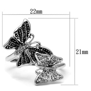 TK2874 - High polished (no plating) Stainless Steel Ring with AAA Grade CZ  in Clear