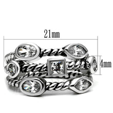 Load image into Gallery viewer, TK2880 - High polished (no plating) Stainless Steel Ring with AAA Grade CZ  in Clear