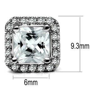 TK2881 - High polished (no plating) Stainless Steel Earrings with AAA Grade CZ  in Clear