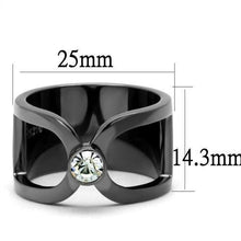 Load image into Gallery viewer, TK2897 - IP Light Black  (IP Gun) Stainless Steel Ring with Top Grade Crystal  in Clear