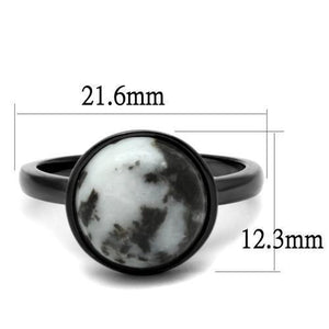 TK2902 - IP Light Black  (IP Gun) Stainless Steel Ring with Semi-Precious Hematite in Multi Color