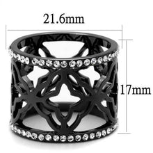 Load image into Gallery viewer, TK2909 - IP Light Black  (IP Gun) Stainless Steel Ring with Top Grade Crystal  in Clear