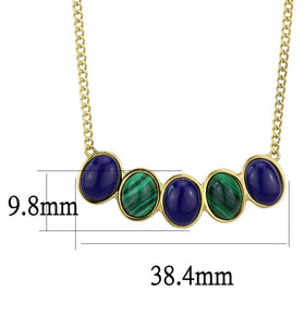 TK2911 - IP Gold(Ion Plating) Stainless Steel Necklace with Precious Stone Lapis in Montana