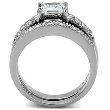 Load image into Gallery viewer, TK2915 - High polished (no plating) Stainless Steel Ring with AAA Grade CZ  in Clear