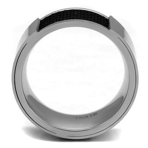 TK2923 - High polished (no plating) Stainless Steel Ring with Epoxy  in Jet