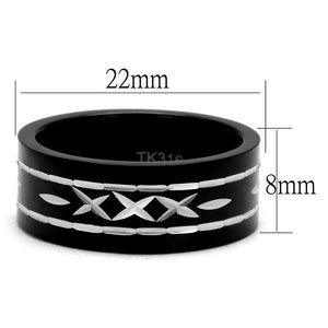 TK2928 - Two-Tone IP Black (Ion Plating) Stainless Steel Ring with No Stone