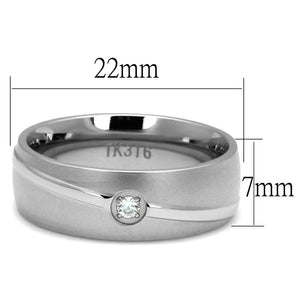 TK2931 - High polished (no plating) Stainless Steel Ring with AAA Grade CZ  in Clear