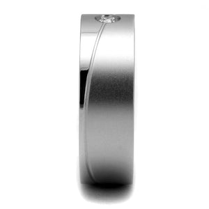 TK2937 - High polished (no plating) Stainless Steel Ring with AAA Grade CZ  in Clear
