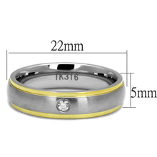 Load image into Gallery viewer, TK2938 - Two-Tone IP Gold (Ion Plating) Stainless Steel Ring with AAA Grade CZ  in Clear