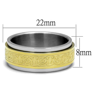 TK2939 - Two-Tone IP Gold (Ion Plating) Stainless Steel Ring with No Stone