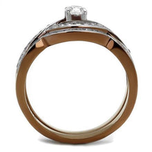 Load image into Gallery viewer, TK2953 - Two Tone IP Light Brown (IP Light coffee) Stainless Steel Ring with AAA Grade CZ  in Clear