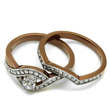 Load image into Gallery viewer, TK2953 - Two Tone IP Light Brown (IP Light coffee) Stainless Steel Ring with AAA Grade CZ  in Clear