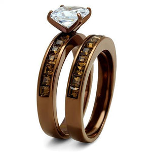 TK2954 - IP Coffee light Stainless Steel Ring with AAA Grade CZ  in Clear