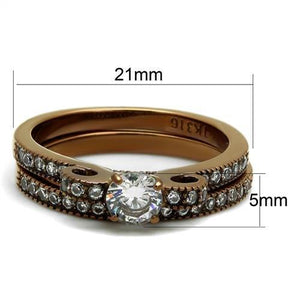 TK2955 - IP Coffee light Stainless Steel Ring with AAA Grade CZ  in Clear