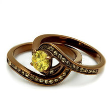 Load image into Gallery viewer, TK2959 - IP Coffee light Stainless Steel Ring with AAA Grade CZ  in Topaz