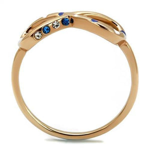 TK2966 - IP Rose Gold(Ion Plating) Stainless Steel Ring with Top Grade Crystal  in Sapphire