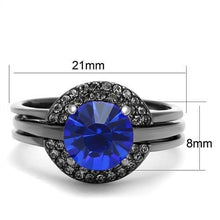 Load image into Gallery viewer, TK2969 - IP Light Black  (IP Gun) Stainless Steel Ring with Top Grade Crystal  in Sapphire