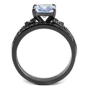 TK2970 - IP Light Black  (IP Gun) Stainless Steel Ring with AAA Grade CZ  in Light Amethyst