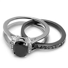 Load image into Gallery viewer, TK2971 - Two-Tone IP Black Stainless Steel Ring with Synthetic Synthetic Glass in Jet