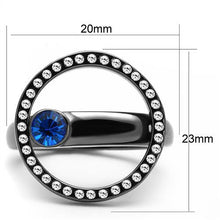 Load image into Gallery viewer, TK2974 - IP Light Black  (IP Gun) Stainless Steel Ring with Top Grade Crystal  in Capri Blue
