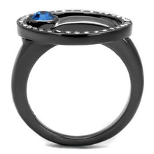 Load image into Gallery viewer, TK2974 - IP Light Black  (IP Gun) Stainless Steel Ring with Top Grade Crystal  in Capri Blue