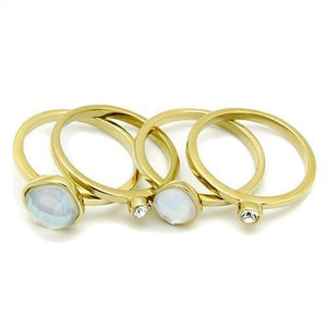 TK2975 - IP Gold(Ion Plating) Stainless Steel Ring with Synthetic Synthetic Glass in White