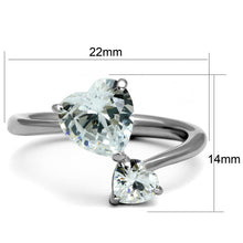 Load image into Gallery viewer, TK2981 - High polished (no plating) Stainless Steel Ring with AAA Grade CZ  in Clear