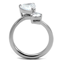 Load image into Gallery viewer, TK2981 - High polished (no plating) Stainless Steel Ring with AAA Grade CZ  in Clear