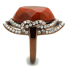 Load image into Gallery viewer, TK2984 - IP Coffee light Stainless Steel Ring with Synthetic Synthetic Stone in Orange