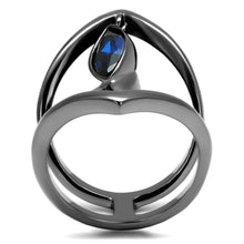 Load image into Gallery viewer, TK2990 - IP Light Black  (IP Gun) Stainless Steel Ring with Synthetic Spinel in London Blue