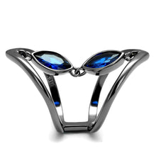 Load image into Gallery viewer, TK2990 - IP Light Black  (IP Gun) Stainless Steel Ring with Synthetic Spinel in London Blue