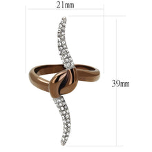 Load image into Gallery viewer, TK2991 - Two Tone IP Light Brown (IP Light coffee) Stainless Steel Ring with Top Grade Crystal  in Clear