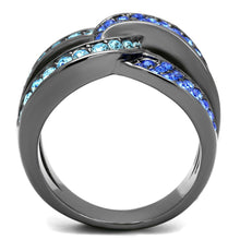 Load image into Gallery viewer, TK2994 - IP Light Black  (IP Gun) Stainless Steel Ring with Top Grade Crystal  in Multi Color