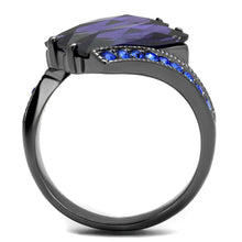 Load image into Gallery viewer, TK2996 - IP Light Black  (IP Gun) Stainless Steel Ring with AAA Grade CZ  in Tanzanite