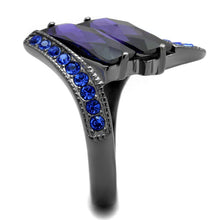 Load image into Gallery viewer, TK2996 - IP Light Black  (IP Gun) Stainless Steel Ring with AAA Grade CZ  in Tanzanite