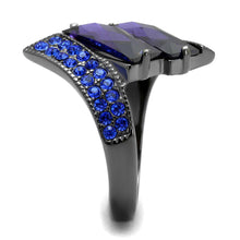 Load image into Gallery viewer, TK2996 - IP Light Black  (IP Gun) Stainless Steel Ring with AAA Grade CZ  in Tanzanite