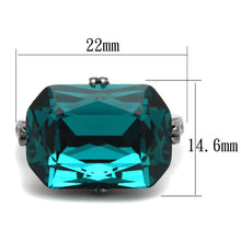 Load image into Gallery viewer, TK2998 - IP Light Black  (IP Gun) Stainless Steel Ring with Top Grade Crystal  in Blue Zircon