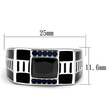 Load image into Gallery viewer, TK3002 - High polished (no plating) Stainless Steel Ring with AAA Grade CZ  in Black Diamond